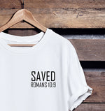 Load image into Gallery viewer, Saved T-shirt - Romans 10 - Guestbookery
