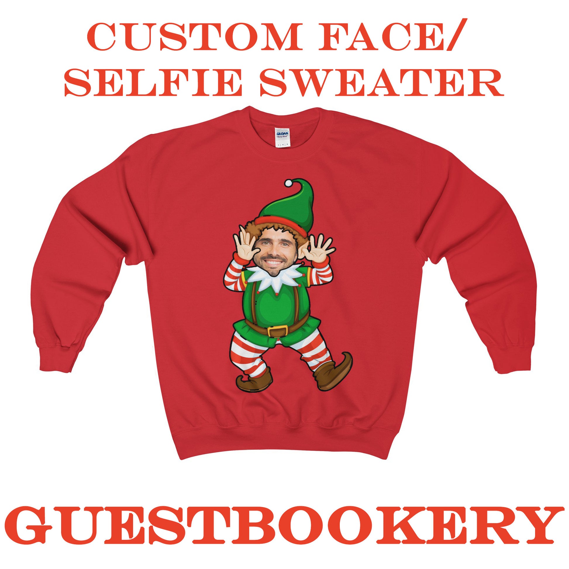 Custom Face Ugly Christmas Sweatshirt - Elf