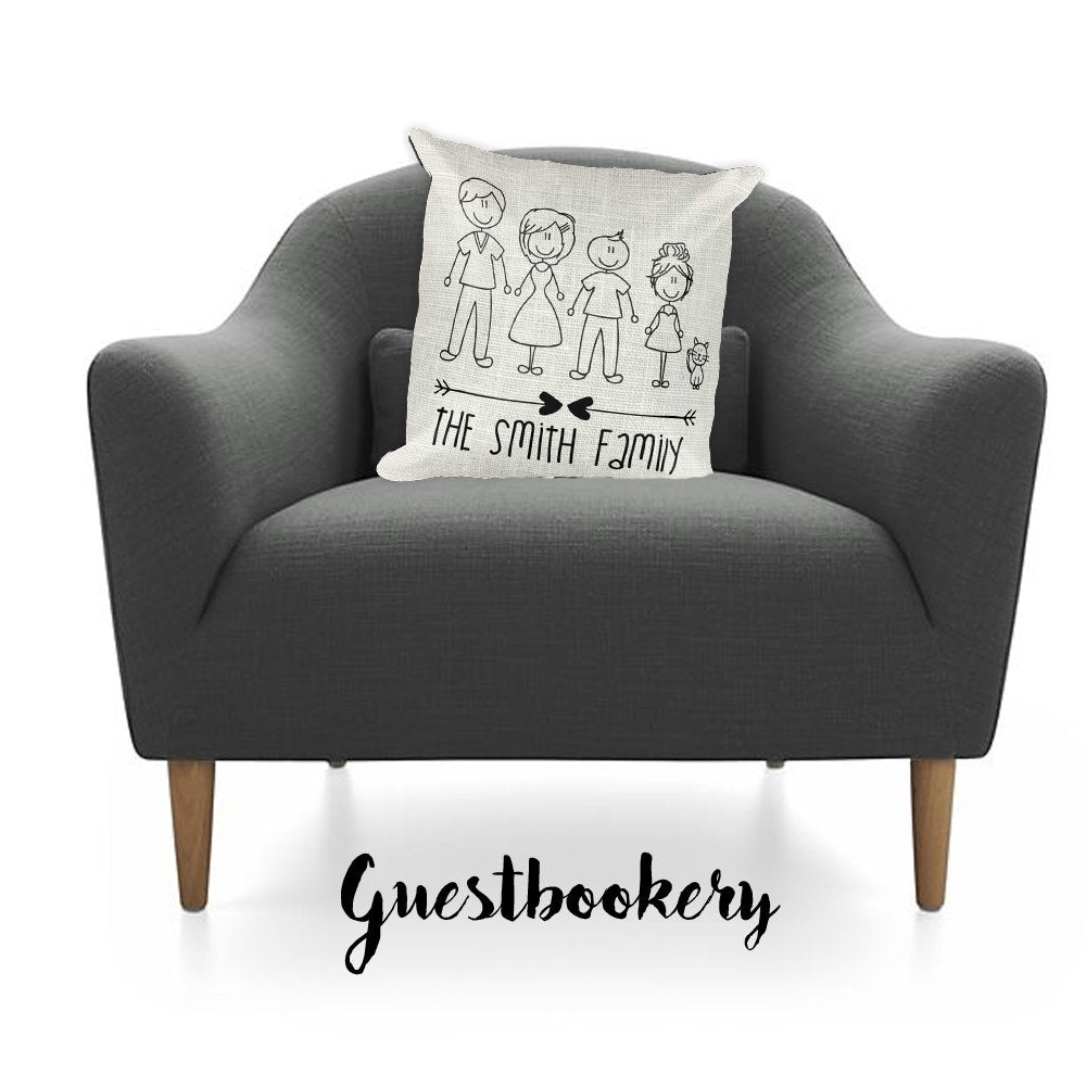 Custom Family Character Pillow - Guestbookery