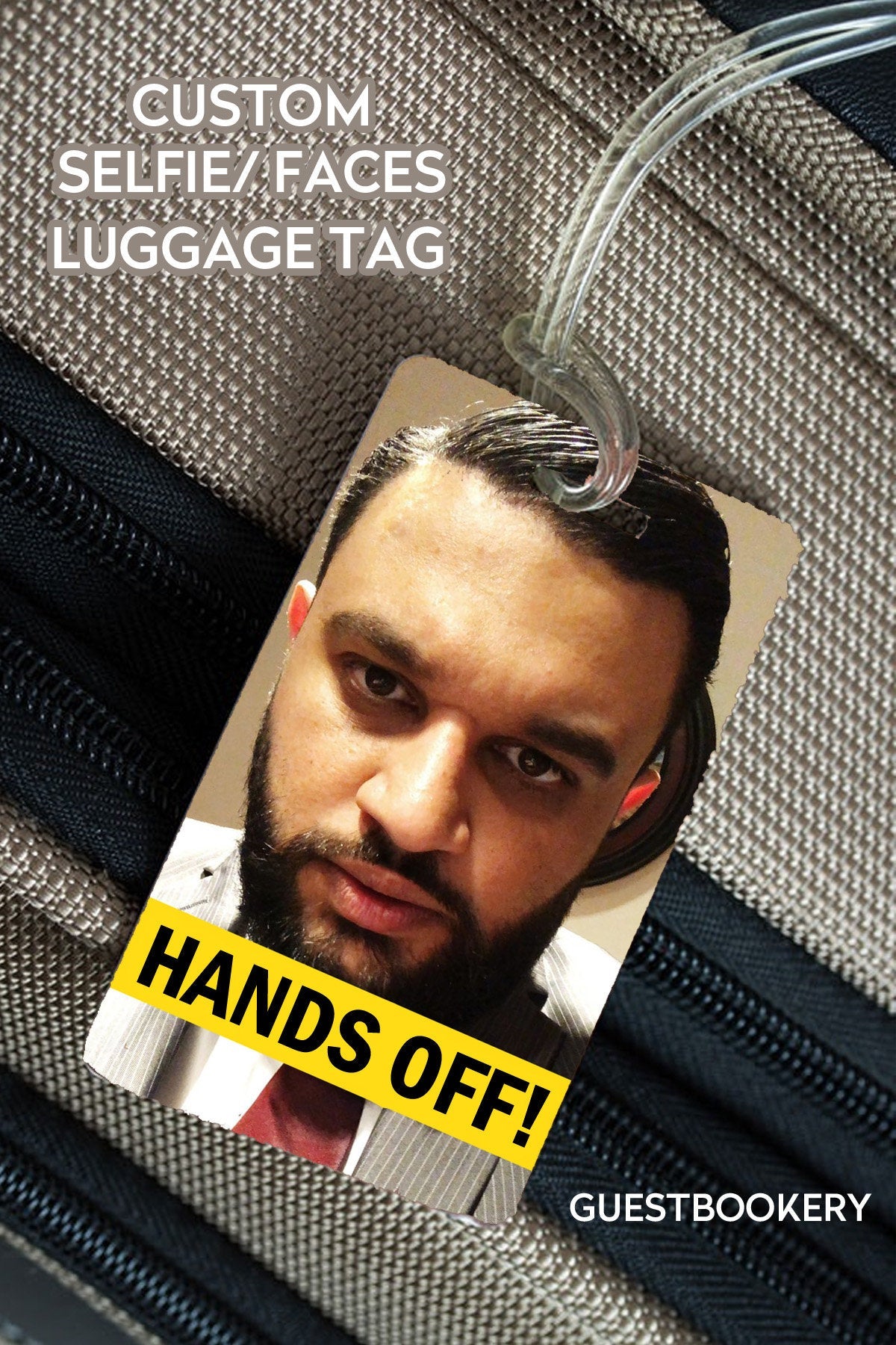Custom Face Luggage Tag - Hands Off