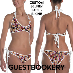 Custom Faces Bikini Swimsuit WHITE