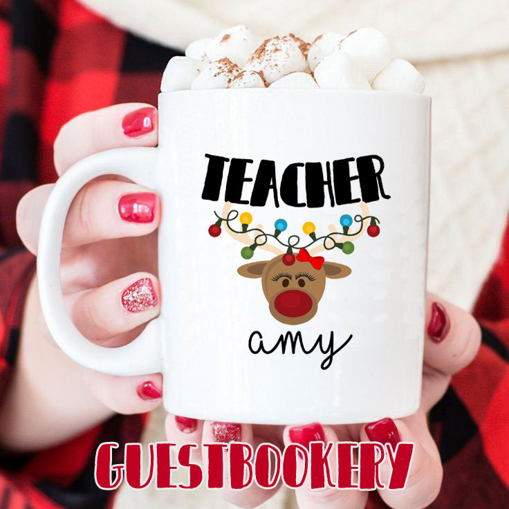 Custom Teacher Christmas Mug - Guestbookery