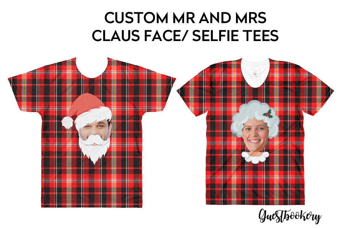 Custom Face Couple Christmas T-shirts