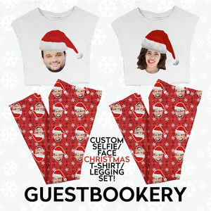 Custom Faces Leggings and Shirt CHRISTMAS SET - FEMALE - Guestbookery