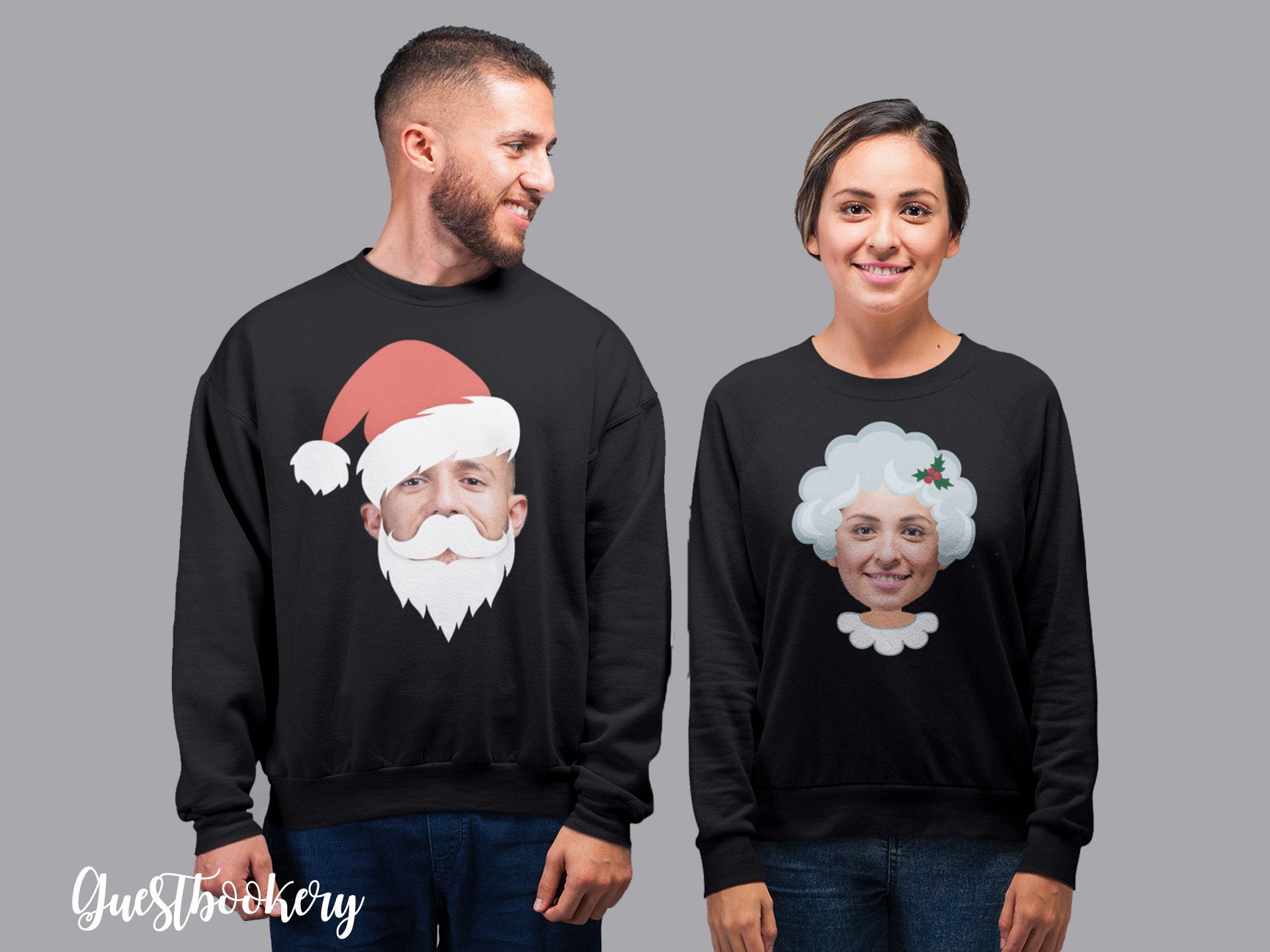 Custom Faces Mr. & Mrs. Claus Hoodies - Guestbookery