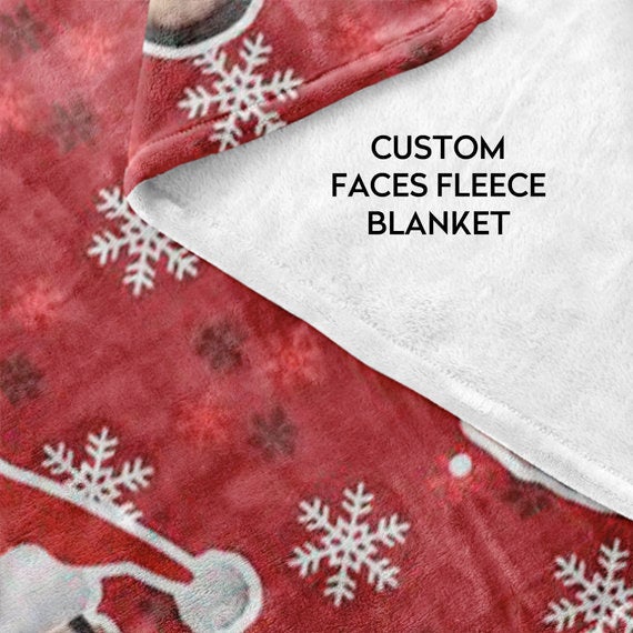 Custom Faces Christmas Blanket - Santa Hat