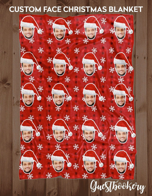 Custom Faces Christmas Blanket - Santa Hat