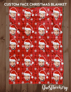 Custom Faces Christmas Blanket - Santa Hat - Guestbookery