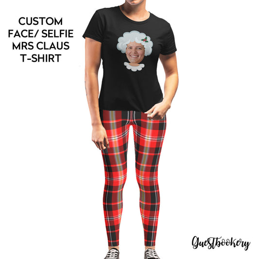 Custom Face Mrs Claus T-shirt and Leggings Set