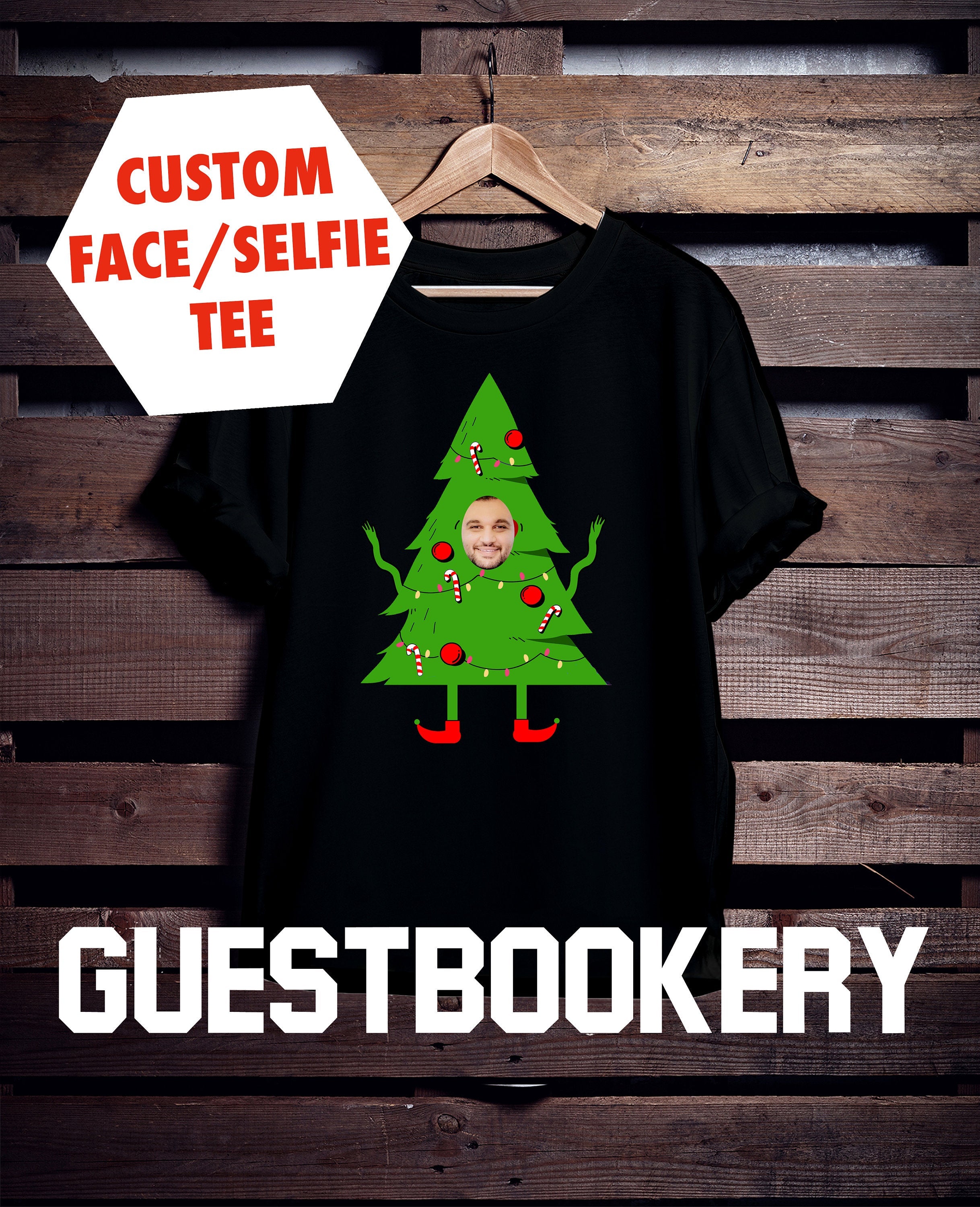 Custom Face Ugly Christmas Tree T-shirt - Guestbookery