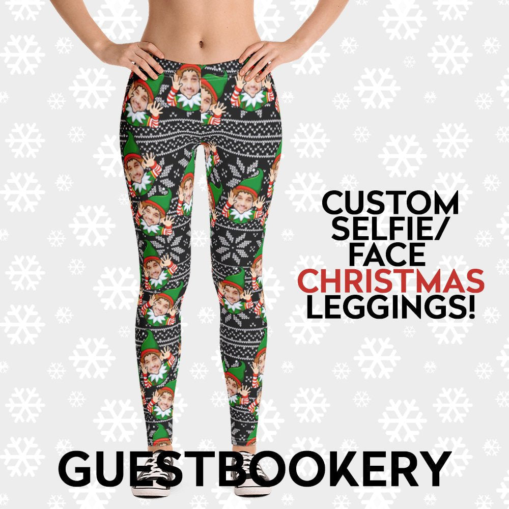 Custom Faces Christmas Leggings - Elf