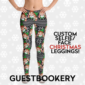 Custom Faces Christmas Leggings - Elf - Guestbookery