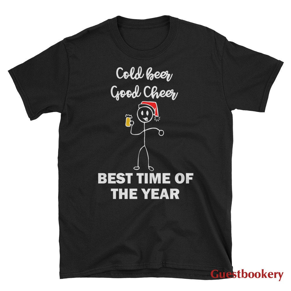 Cold Beer Good Cheer Christmas T-Shirt - Guestbookery
