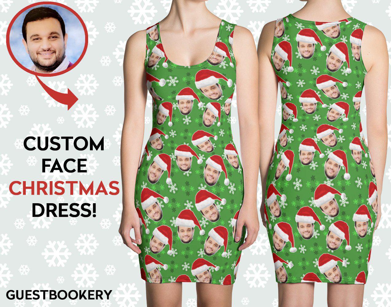 Custom Faces Christmas Green Dress - Ugly Christmas Dress - Guestbookery