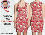 Load image into Gallery viewer, Custom Faces Christmas Red Dress - Ugly Christmas Dress - Guestbookery
