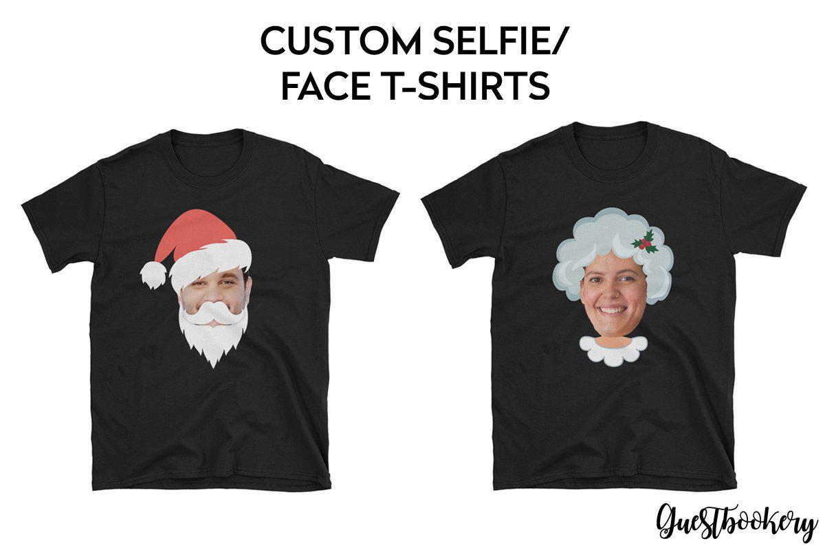 Custom Face Mr and Mrs Christmas T-shirts - Santa and Mrs Claus