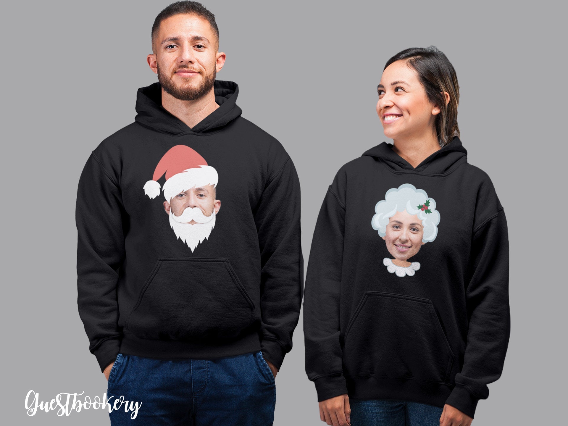 Custom Faces Mr. & Mrs. Claus Hoodies - Guestbookery