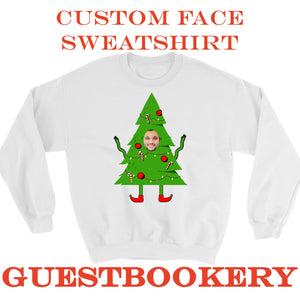 Custom Face Ugly Christmas Tree Sweatshirt - Guestbookery