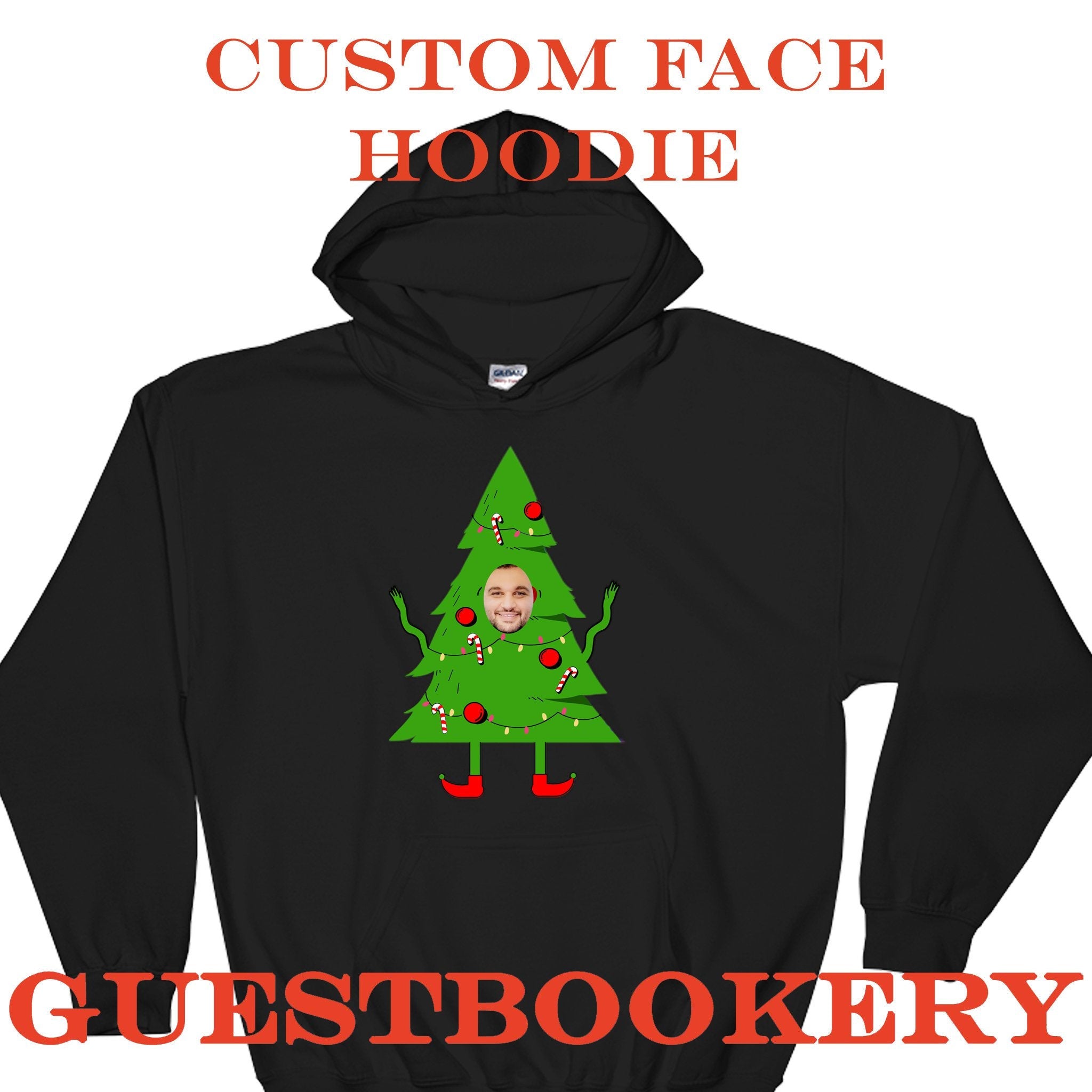 Custom Face Ugly Christmas Tree Hoodie - Guestbookery