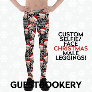 Custom Faces Christmas Male Leggings - Guestbookery
