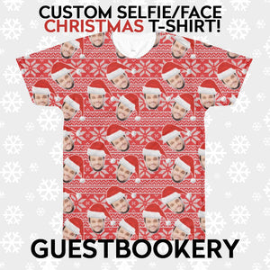 Custom Faces Christmas T-shirt - Santa Hat - Guestbookery