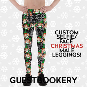 Custom Faces Christmas Male Leggings - Guestbookery