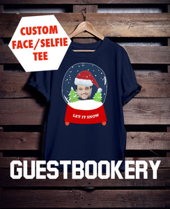 Custom Face Ugly Christmas Globe T-shirt - Guestbookery