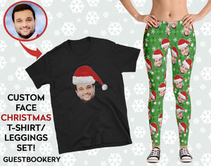 Custom Faces Leggings and Shirt CHRISTMAS SET - FEMALE - Guestbookery