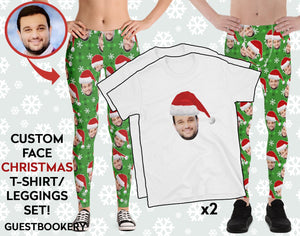 Custom Faces Leggings and Shirt Christmas SET - Male & Female - Guestbookery