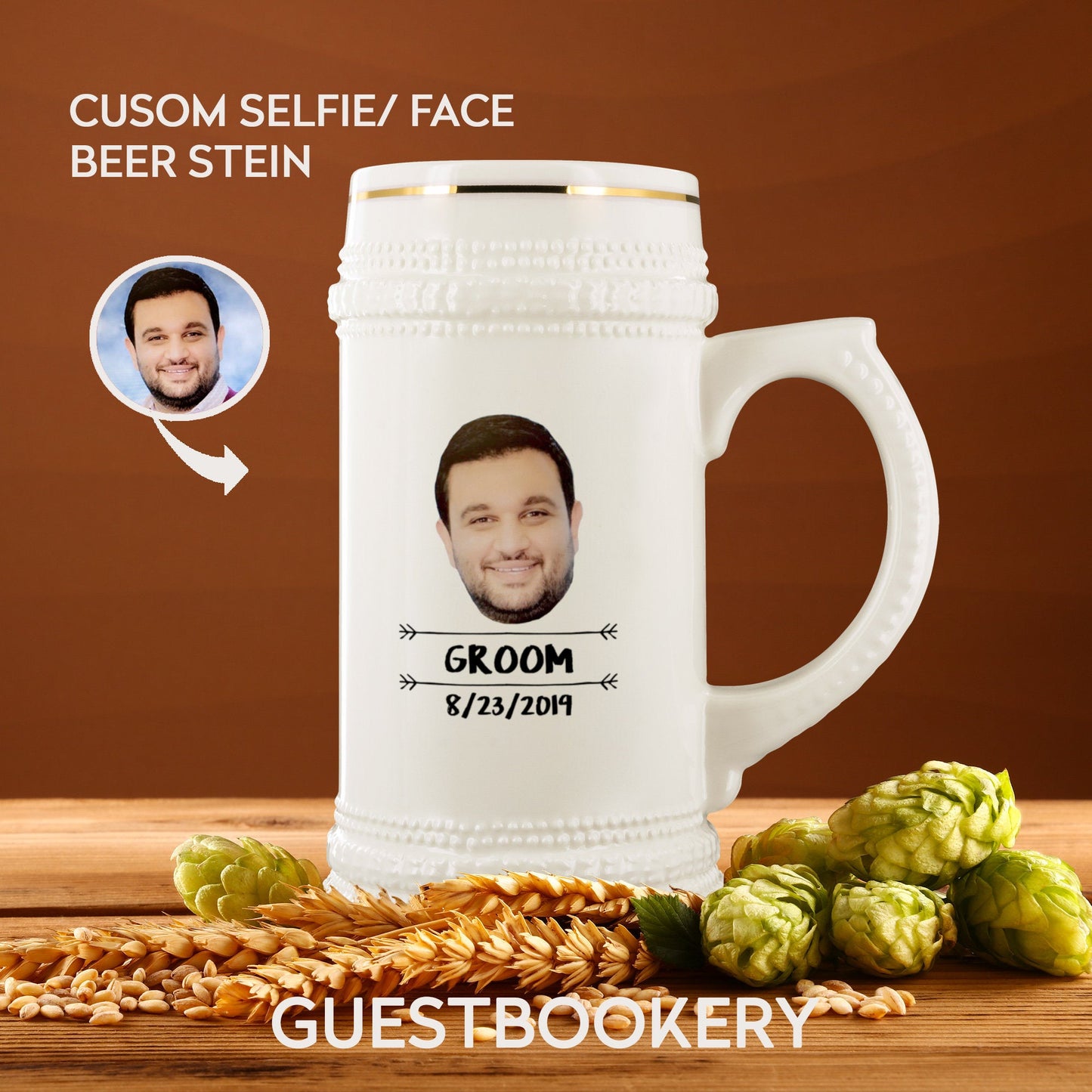 Custom Face Groom Beer Stein