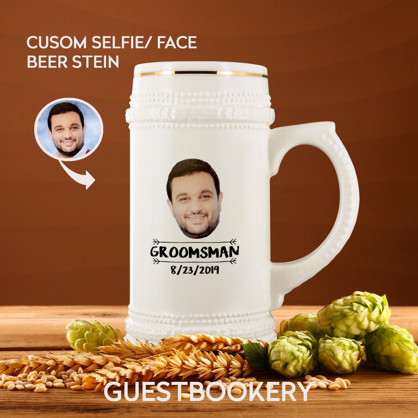 Custom Face Groomsman Beer Stein