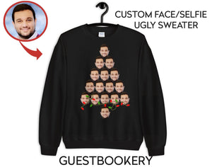 Custom Faces Ugly Christmas Tree Sweatshirt - Guestbookery