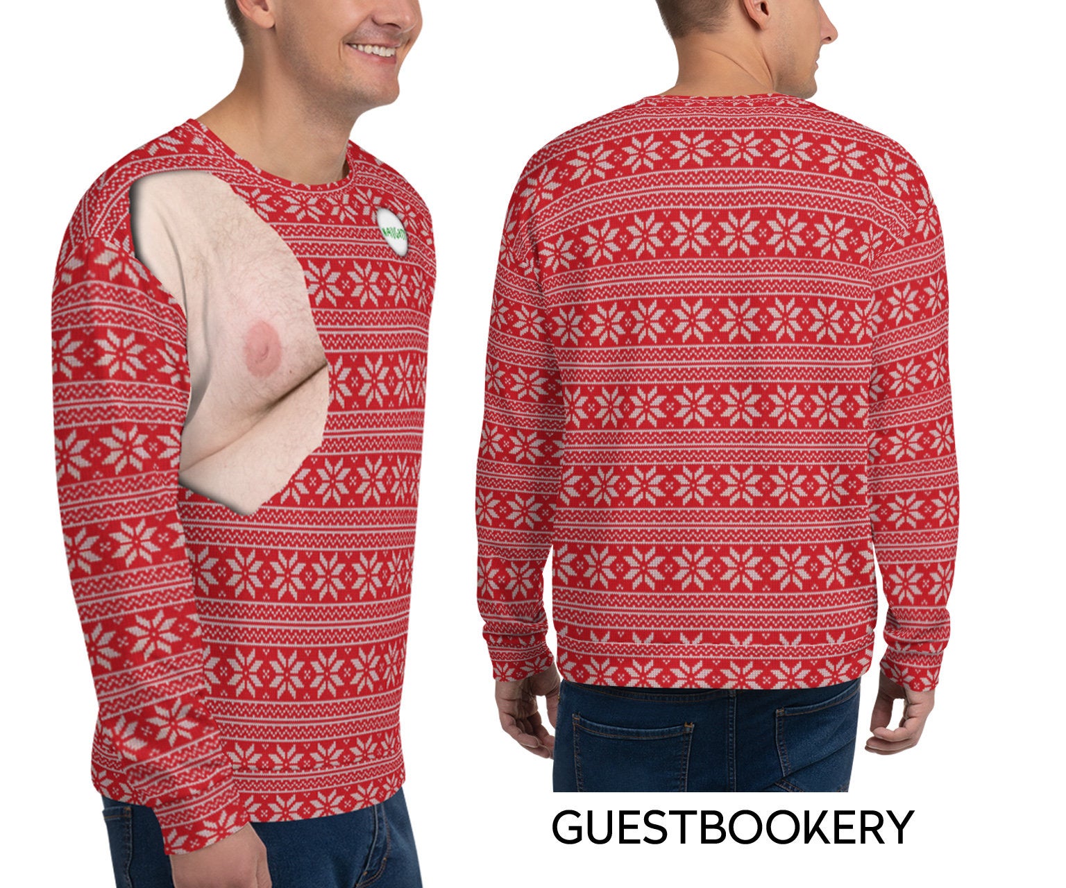 Hairy Chest Ugly Christmas Sweatshirt - Guestbookery