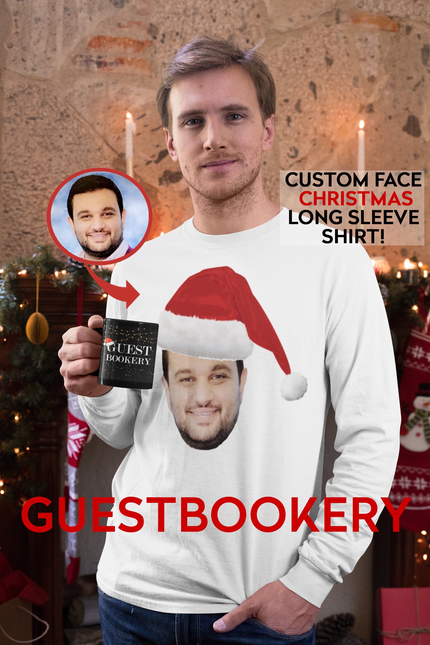 Ugly Christmas Long Sleeve Shirt With Custom Face