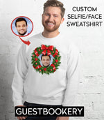 Load image into Gallery viewer, Custom Face Ugly Christmas Wreath Sweatshirt - Guestbookery

