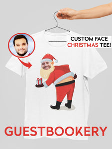Custom Face Ugly Christmas T-shirt - Funny Santa - Guestbookery