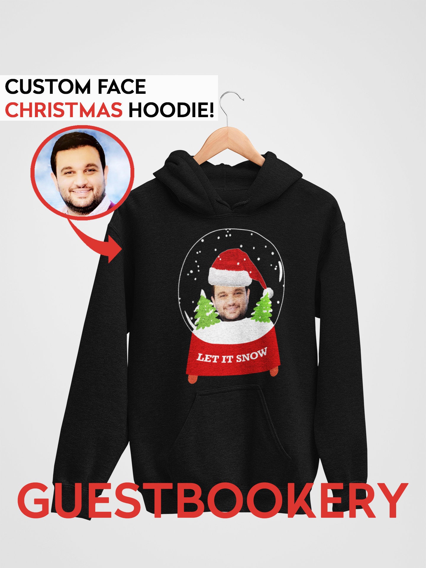 Custom Face Ugly Christmas Hoodie - Snowglobe - Guestbookery