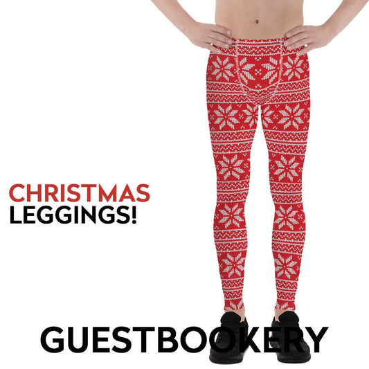 Christmas Male Leggings - Red Pattern