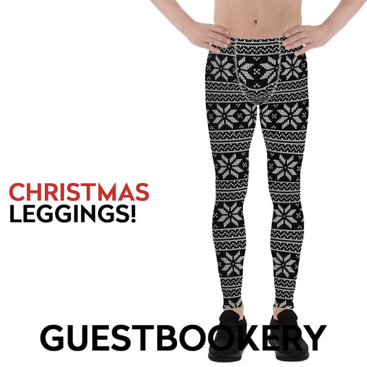 Christmas Male Leggings - Black Pattern