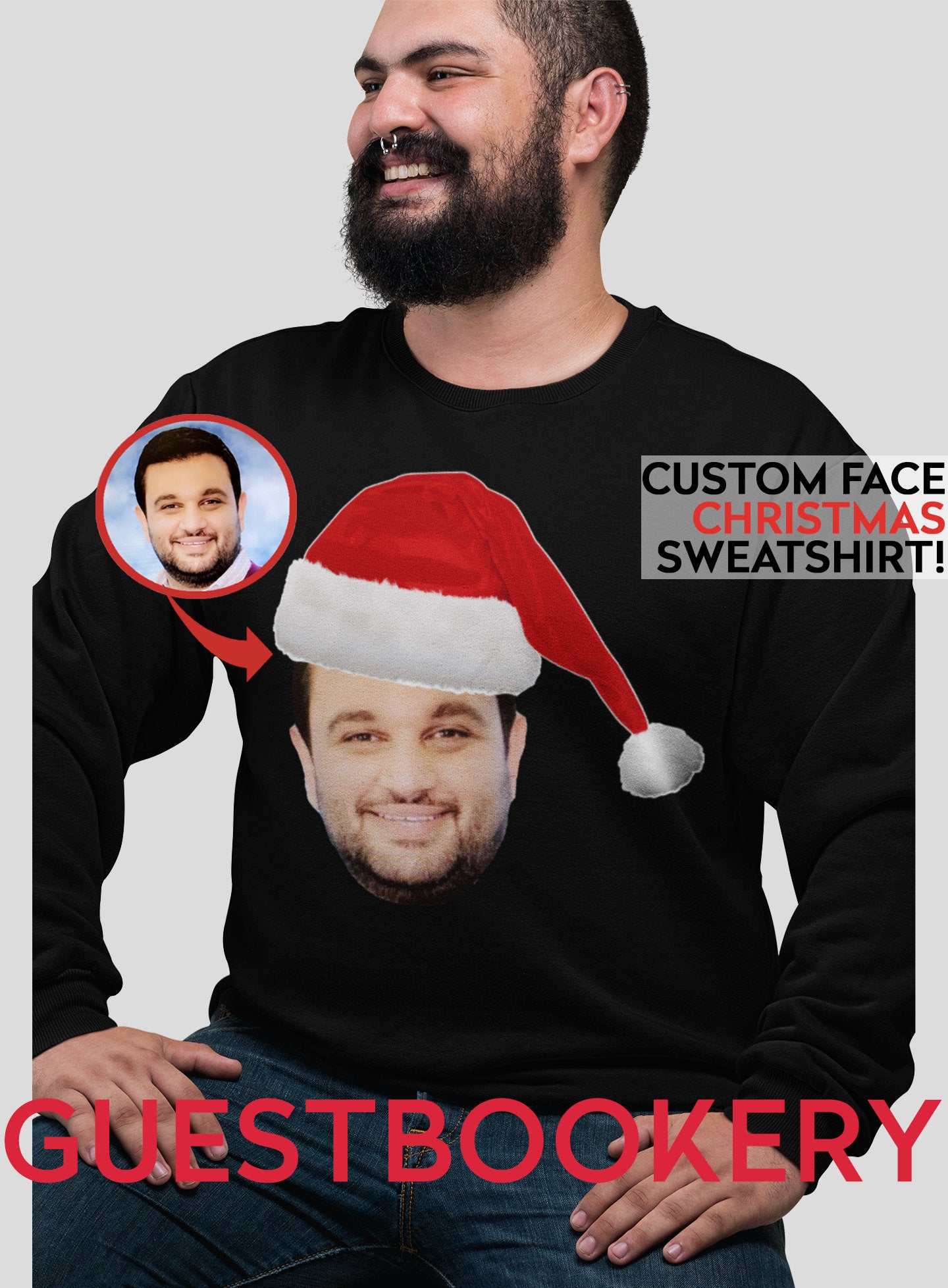 Personalized Custom Face Ugly Christmas Santa Sweatshirt