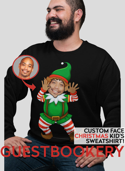 Custom Faces Ugly Christmas Sweatshirt - Elf
