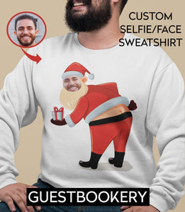 Custom Face Ugly Christmas Funny Sweatshirt - Guestbookery