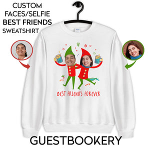Custom Faces Best Friends Ugly Christmas Sweatshirt - Guestbookery