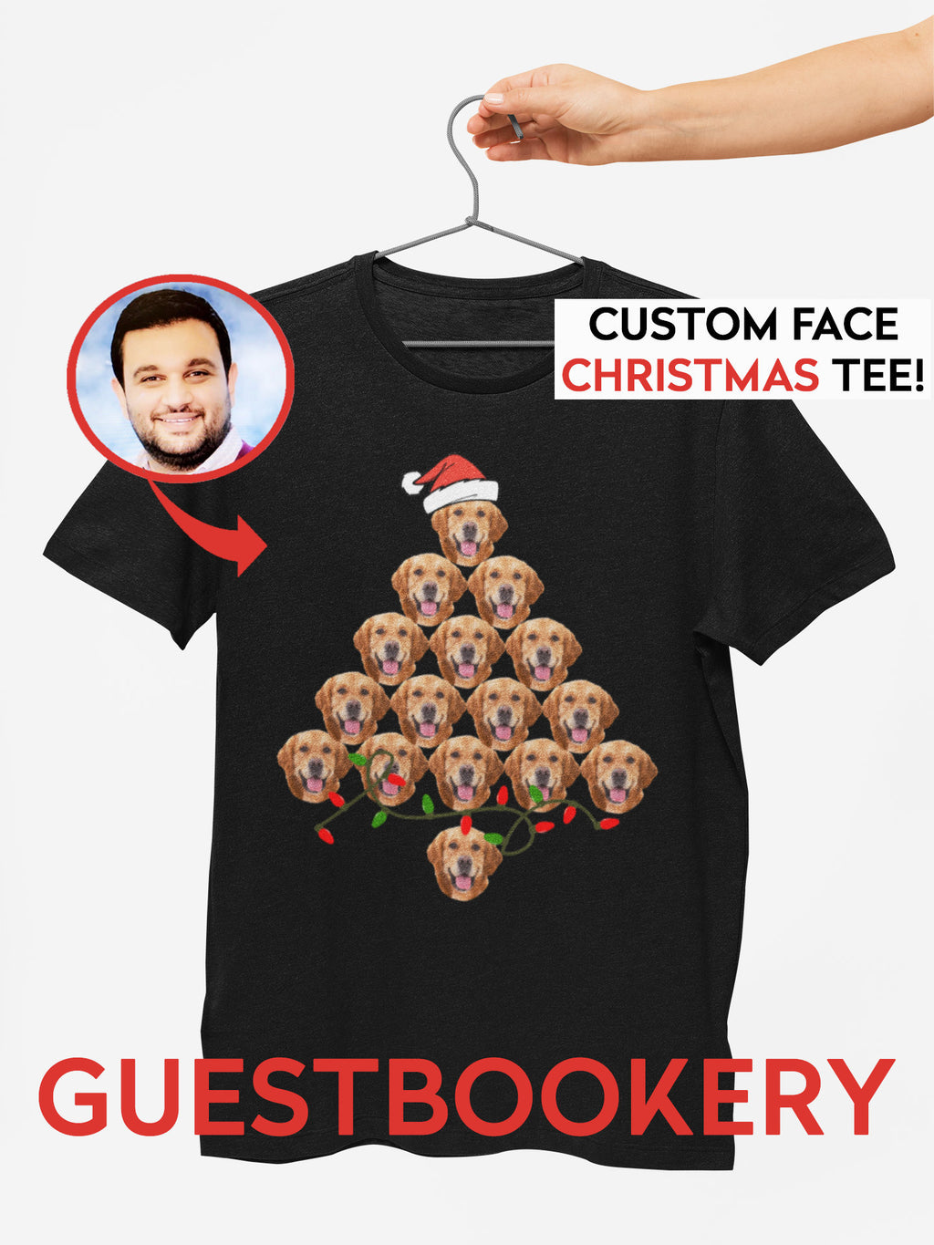 Custom Pet Ugly Christmas T-shirt - Christmas Tree - Guestbookery