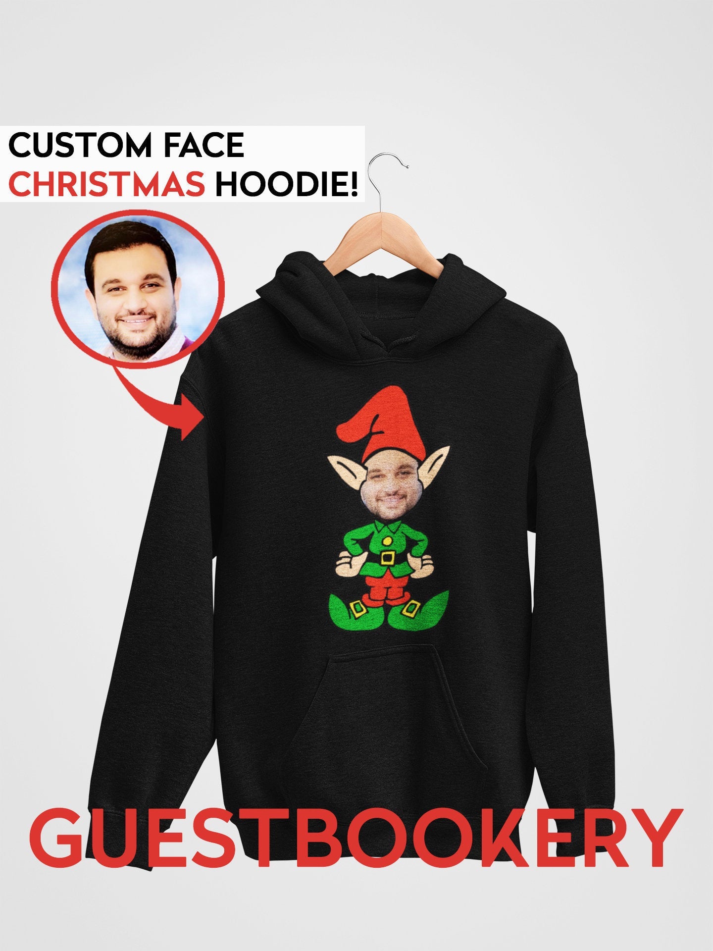 Custom Face Ugly Christmas Hoodie - Elf