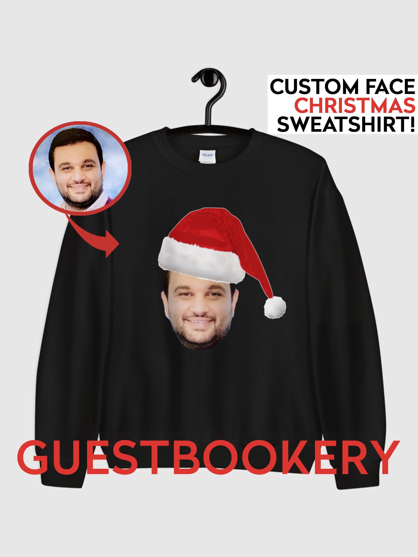 Custom Face Ugly Christmas Santa Sweatshirt - Guestbookery