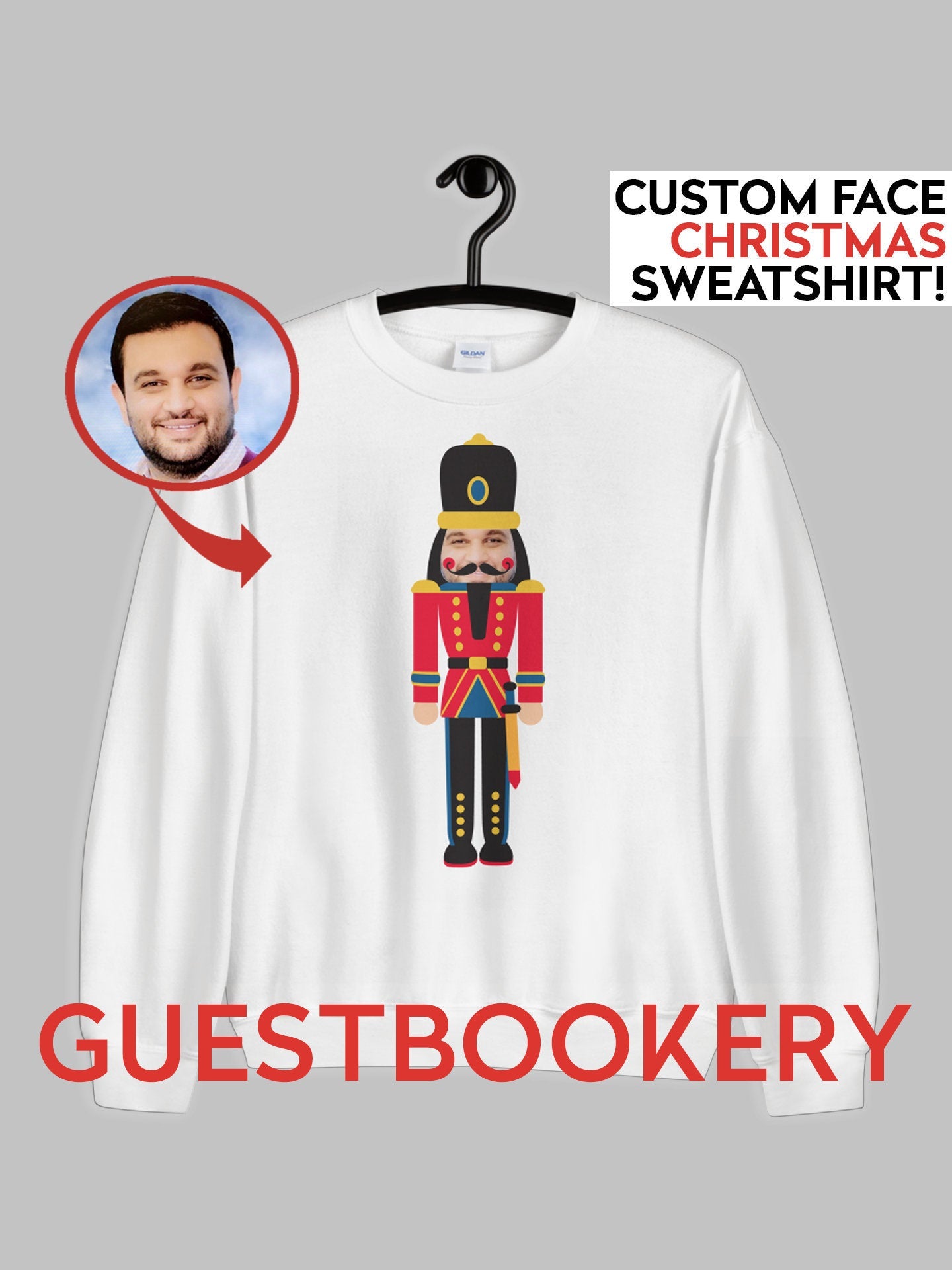 Custom Face Ugly Christmas Sweatshirt - Nutcracker