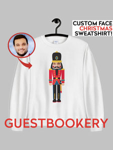 Custom Face Ugly Christmas Sweatshirt - Nutcracker - Guestbookery