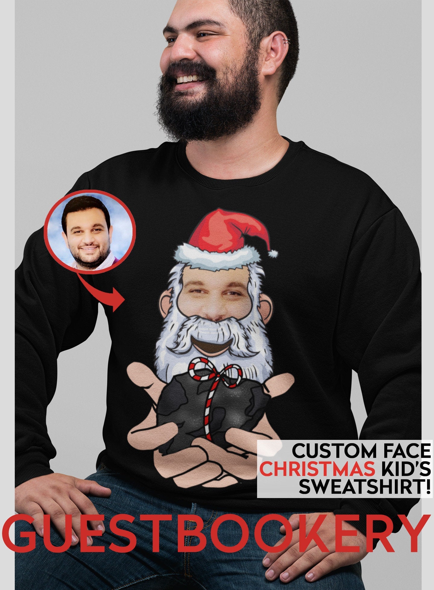 Custom Face Ugly Christmas Santa Coal Sweatshirt