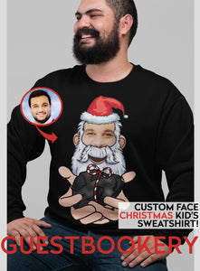 Custom Face Ugly Christmas Santa Coal Sweatshirt - Guestbookery